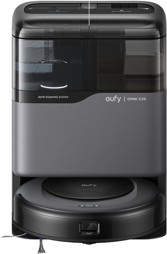 eufy Clean Omni C20 Robotstofzuiger met reinigingsstation - Robot Vacuum - 7.000Pa Zuigkracht - Ronddraaiende Dweilpads - Met Objectdetectie - 8-5cm Ultraplat Design - Zwart