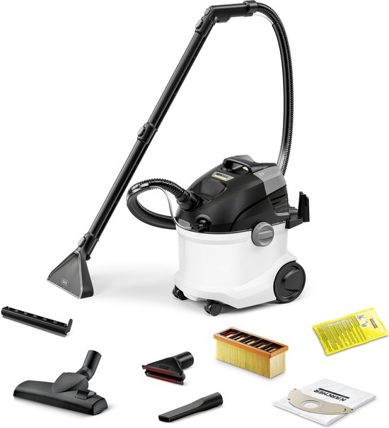 Kärcher SE 5 Tapijtreiniger - Vlekkenreiniger - 4 / 4 liter - Nat- en droog stofzuiger - Geschikt voor oa. autostoelen - bureaustoelen - banken - hondenmanden, tapijten, vloerkleden, baby- en kinderstoelen