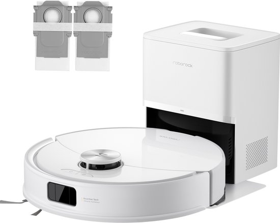 Roborock Q10 S5+ Set Robotstofzuiger en Dweil met Zelflediging– Zuigkracht van 10000 Pa–Vibrerende dweilpads– Handsfree Reinigen tot 7 Weken– Dubbel Anti-klitontwerp– Automatisch dweilen– Obstakelvermijding–Wit– S8 Plus Upgrade–2 stofzakken