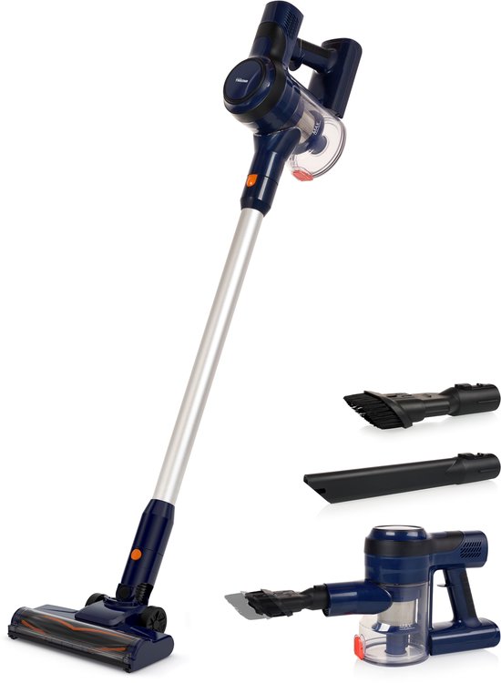 Tristar Steelstofzuiger SZ-2360 - Draadloze Stofzuiger - 2-in-1 - Kruimeldief - DC-motor, HEPA-filter en LED verlichting - 40 minuten - Inclusief opzetstukken - Blauw